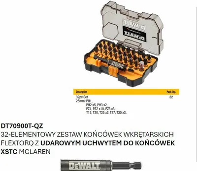 Zdjęcie produktu dla Dewalt Zestaw Końcówek Flextorq 32Cz. /Mcalren