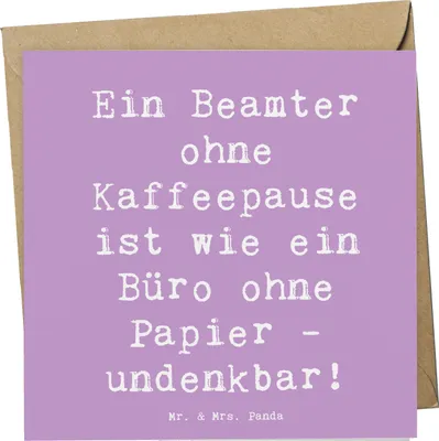 Produktbild von Mr. & Mrs. Panda Grußkarte Spruch Beamter Kaffeepause - Lavendeltraum - Geschenk, einzigartige Geschenke, Berufe, mit Herz, anlasskarte, Berufsgruppe, Beruf, doppelkarte
