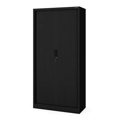 Produktbild von Rollladenschrank T001 Jalousieschrank Aktenschrank Büroschrank 4 Fachböden Rolltür abschließbar 185 cm x 90 cm x 45 cm Farbe: schwarz