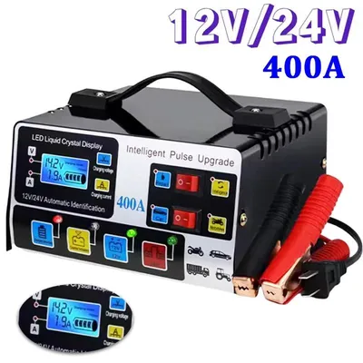 Produktbild von Autobatterie Ladegerät - 12V/24V 400A 220W - Intelligente Pulsreparatur - Vollautomatisches Ladegerät - Schnellladen