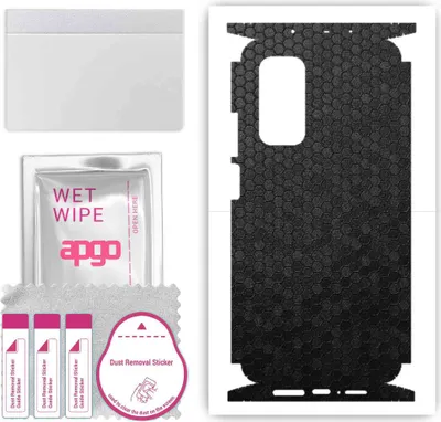 Produktbild von apgo Rückseite + Seiten Schutzfolie, Skin, kompatibel mit Xiaomi Mi 10T 5G, Hinten Displayschutzfolie aus Vinylfolie, kratzfest, einfache Montage - Schwarze Honigwabe