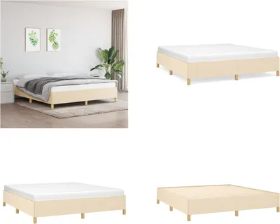 Imagen del producto de vidaXL Base de cama con somier, color crema, 160x200 cm, tapizada - Base de cama con somier - Bases de cama con somier - Cama - Muebles de dormitorio