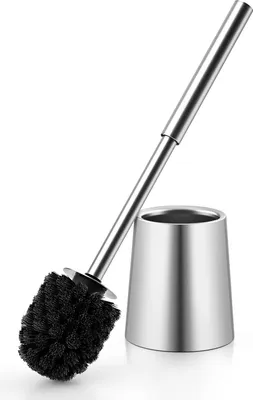 Obrázek produktu pro Silikonová WC štětka s držákem z kartáčované nerezové oceli, 304, WC štětka, WC štětka a držák do koupelny, stříbrná barva