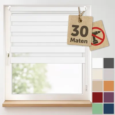 Productafbeelding van Dubbele Rolgordijn Klemmfix 80 x 130 cm - Wit, Zonder Boren