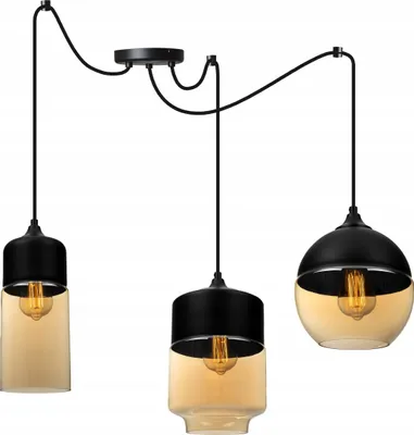 Productafbeelding van Elegante, zwarte hanglamp "Spider Oslo" met glas
