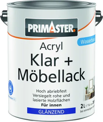 Produktbild von Primaster Acryl Klar + Möbellack 2 L farblos glänzend
