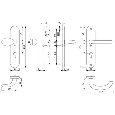 Produktbild von Hoppe Schutz-Wechselgarnitur Marseille 76G / 3331 / 3440 / 1138 ES1 PZ Vierkant 8mm - 3664603