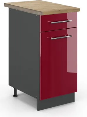 Obrázek produktu pro Spodní skříňka kuchyňské linky Vicco Fame-Line Bordó červená vysoký lesk 40 cm , PD Dub, Model 46400