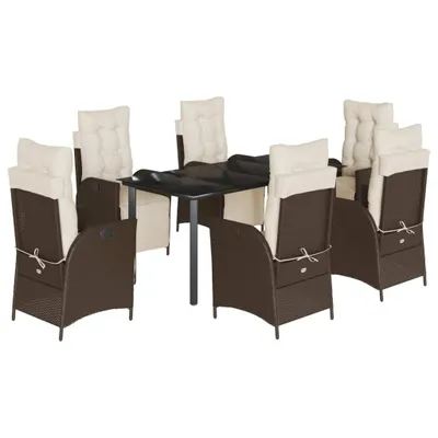 Immagine prodotto di vidaXL set da pranzo da giardino 7 pezzi con cuscini in polirattan marrone