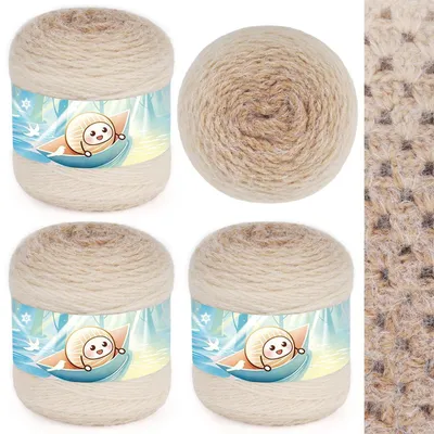 Immagine prodotto di Filato per uncinetto, sfumatura color caramello, 4 gomitoli da 100g, spessore 3 mm, acrilico, filato lanoso a fibra lunga, traspirante, morbido, ideale per principianti