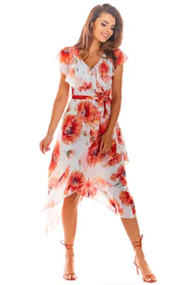 Produktbild von Infinite You Geblümtes Kleid für Frauen Grisaramurs A308 weiß Rot M