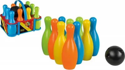 Produktbild von Idena 40116 - Kegelspiel Set XXL, Bowling für Kinder, 10 Kegel aus Kunststoff und 2 Kugeln, für zu Hause oder im Garten, ca. 20 x 20 x 30 cm