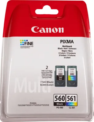 Produktbild von Canon originálny atrament PG560/CL561 multipack, čierny/farebný, 3713C006, Canon 2-pack Pixma TS5350, nákupný poukaz 3713C006