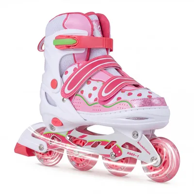 Produktbild von KOMFOTTEU Inline Skates Kinder, Inline Rollschuhe mit verstellbaren 4 Größen, Inliner EU 30–33/34–37/38–41 mit 8 leuchtenden Rädern, Inline-Skates für Mädchen & Jungen, Rosa