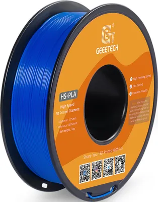 Zdjęcie produktu dla GEEETECH – filament PLA do drukarek 3D o dużej prędkości, 1,75 mm, wysoka płynność, szybko utwardzający się materiał do druku 3D, 1 kg, dokładność +/- 0,03 mm, standardowy, niebieski