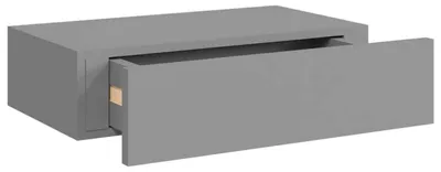 Immagine prodotto di Tavolino da notte sospeso con cassetto, colore grigio, dimensioni 40 x 23,5 x 10 cm, realizzato in MDF