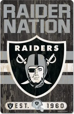 Produktbild von NFL Las Vegas Raiders Slogan Wood Sign Holzschild Holz 43x28cm Raiders Nation