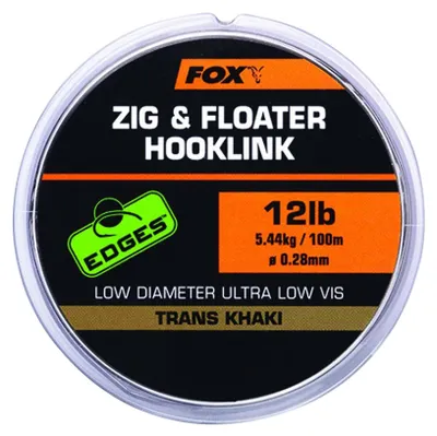 Zdjęcie produktu dla Fox Vlasec – linka przyponowa Zig & Floater Trans Khaki, 100 m, 12 lb