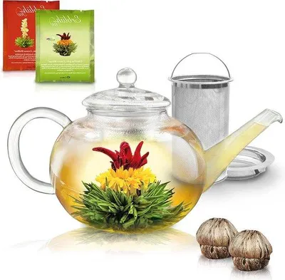 Image de Théière de 1,2 l en acier inoxydable avec infuseur et verres