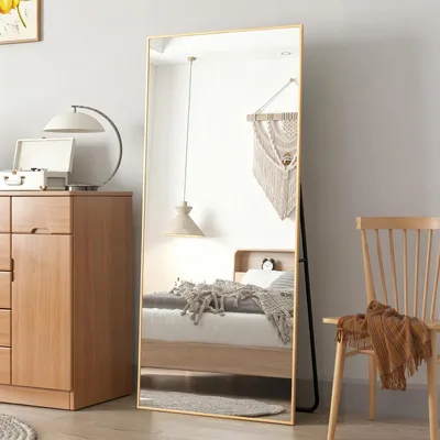 Produktbild von Standspiegel 165x60cm Gold dünner Rahmen bruchsicher