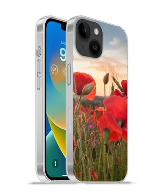 Produktbild von MuchoWow® Handyhülle Schutzhülle Hülle für Apple iPhone 14 - Softcase Sonnenuntergang hinter den schönen Mohnblumen Silikon Softcase Handy Hülle - Mobiltelefonhülle