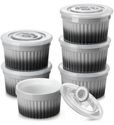 Zdjęcie produktu dla Zestaw 6 porcelanowych miseczek z pokrywkami