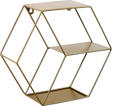 Produktbild von Wandregal ,mit Metall sockel,Hexagon Wandregal Metall,Metallregal Wand Regal für Wanddeko in Wohnzimmer，Bronze