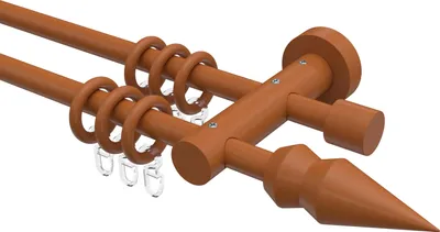 Produktbild von Interdeco Gardinenstange / Vorhangstange Kirschbaum lackiert, Typ Adrian Doman (Doppelkegel), 16 mm Ø 2-läufig, 220 cm