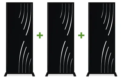 Produktbild von Set mit 3 dekorativen Paneelen VELETA Schwarz H.160cm, rechte Seite mit Mustern