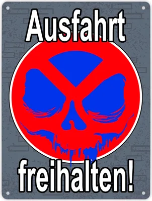 Produktbild von Metallschild XL in 21x28 cm Totenkopf Motiv - Ausfahrt freihalten!