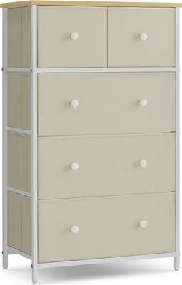 Produktbild von SONGMICS Kommode, Aufbewahrungsschrank, 5 Stoffschubalden, Beige