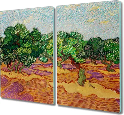 Produktbild von Coloray Herdabdeckplatte 2x30x52 cm Schneidebrett Kochplattenabdeckung Küchenbrett Hackbrett - Gaj Himmel Van Gogh