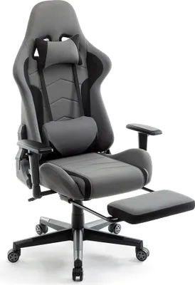 Produktbild von IWMH Gaming Stuhl, Ergonomisch Bürostuhl, Stoff Computerstuhl mit Fußstütze Grau