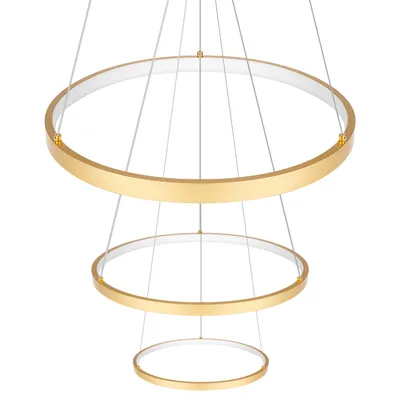 Produktbild von MasterLED Pendelleuchte 3 Ringe Gold, 77W 10000lm Ultra Hell, Dimmbar CCT, Fernbedienung, Modernes Wohnzimmer