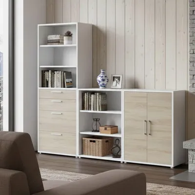 Image de Acceglio - Buffet, 267x40x222h cm Blanc, 4 Tiroirs