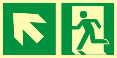 Produktbild von Wegbeschreibung zum Notausgang oben links - 300x150 Klebetafel