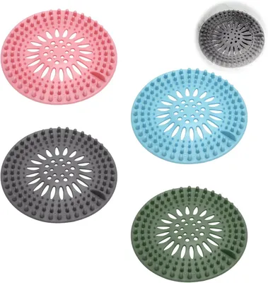 Imagen del producto de Atrapapelos - 4 unidades - Ducha - Filtro para cabello - Ducha - Rejilla de desagüe - Silicona (12-5 cm) - Rejilla de desagüe de ducha - Atrapapelos - Filtro para cabello - Bañera - Filtro de ducha