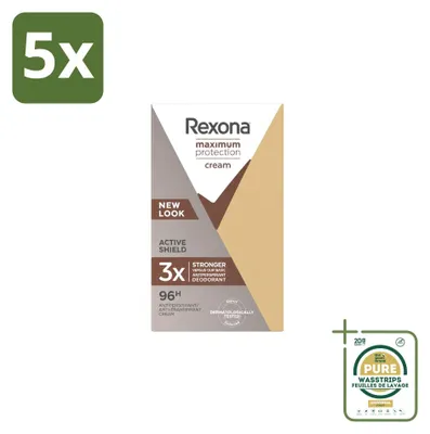 Image de 5 x Déodorant anti-transpirant Rexona Maximum Protection Active Shield, format stick, 45 ml - Pack de 5