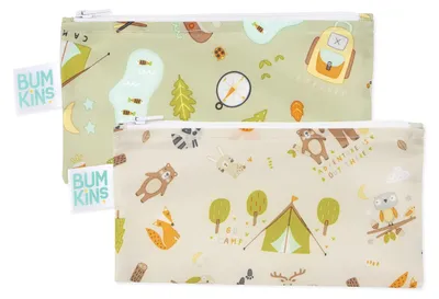 Snackbeutel 2er-Pack, waschbar, BPA-frei, Camp-Motiv