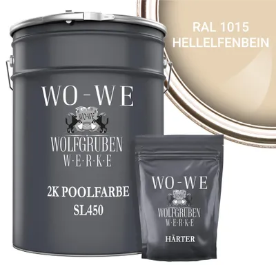 Produktbild von 2K Poolfarbe Poolbeschichtung Schwimmbadfarbe SL450 Hellelfenbein wie RAL 1015 - 2,5Kg