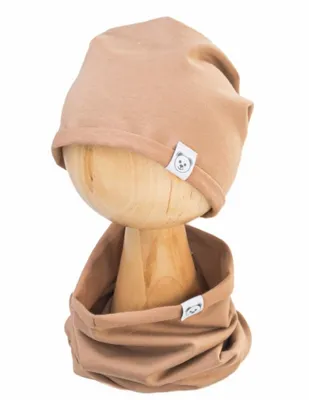 Productafbeelding van Muts met halsdoek, katoen, Little Bear, Baby Nellys, beige, maat 98/134
