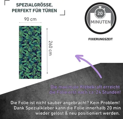 Produktbild von Venilia Klebefolie Jungle Design 90x260cm, hitzebeständig & abwaschbar