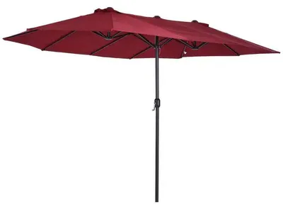 Obrázok produktu pre Dvojitý záhradný slnečník - slnečník s ručnou kľukou - oceľová konštrukcia - polyesterová látka - 455x265x238 cm - červený