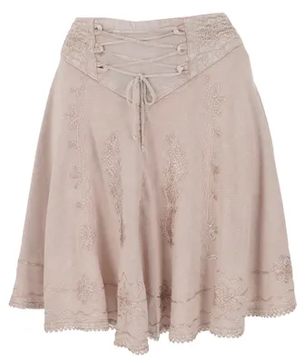 Produktbild von Bestickter Boho Minirock - Beige, Damen, Creme-weiß, Viskose, Röcke