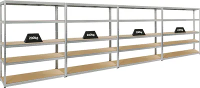 Produktbild von Mega Deal | 4x Schwerlastregal Giant Elephant | HxBxT 180x150x45 cm |  Fachlast 200kg | Verzinkt