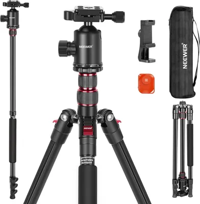 Zdjęcie produktu dla Statyw fotograficzny - Statyw wideo - Statyw podróżny - Monopod - Z uchwytem na telefon - Głowica kulowa 360°