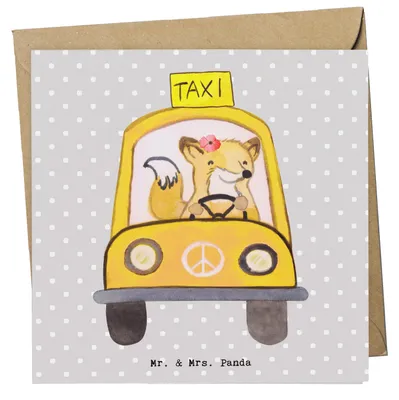 Produktbild von Mr. & Mrs. Panda Grußkarte Taxifahrerin Herz - Grau Pastell - Geschenk, Klappkarte, doppelkarte, faltkarte, anlasskarte, Glückwunschkarte