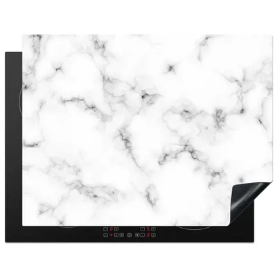 Obrázok produktu pre MuchoWow® Kryt na varnú dosku - Ochrana pred indukciou - 77x59 cm - Vinylová krycia rohož na varnú dosku - Zväčšuje veľkosť pracovnej dosky - Kryt na sklokeramickú varnú dosku - Kuchynská dekorácia - Jeden kus - Mramor - Textúra - Sivá - Čierna - Indukčné rohože