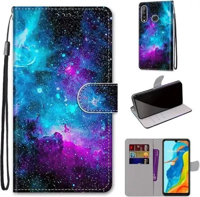 Produktbild von Huawei P30 Lite Hülle, elegante Schutzhülle aus Kunstleder mit Magnetverschluss, Klapphülle mit Ständer, Kartenhalter und Handschlaufe für Huawei