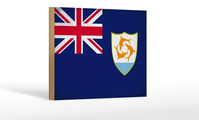 Produktbild von Holzschild Flagge Anguillas 18x12cm Flag Anguilla Vintage